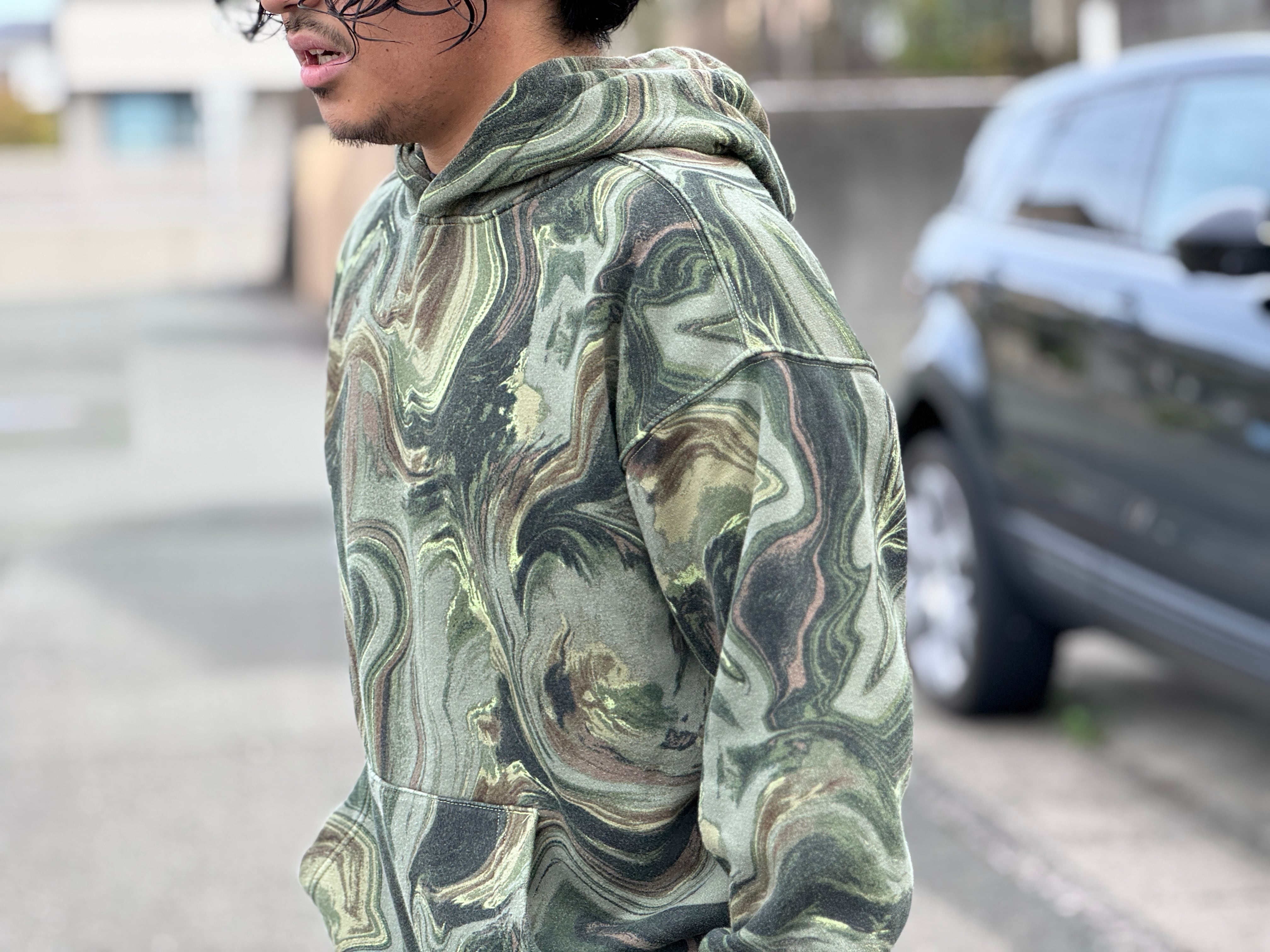 NO BOUNDARIES マーブルカモフラージュパーカー NO BOUNDARIES camouflage hooded pullover(USED) | SHHH ONLINE STORE