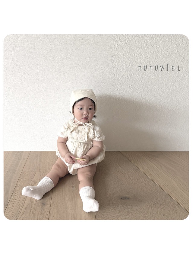 [nunubiel-baby] milga romper & bonnet SET