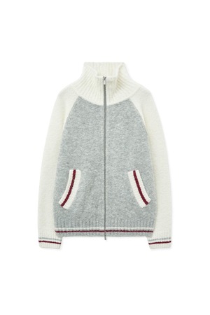 [Matin Kim] HIGH NECK RAGLAN KNIT ZIP UP FOR MEN IN IVORY 正規品 韓国ブランド 韓国通販 韓国代行 韓国ファッション マーティンキム matinkim 日本 店舗