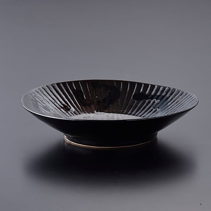 こくようせき】黒曜石鎬彫 18cm鎬彫プレート皿 | 乃利陶窯オンライン