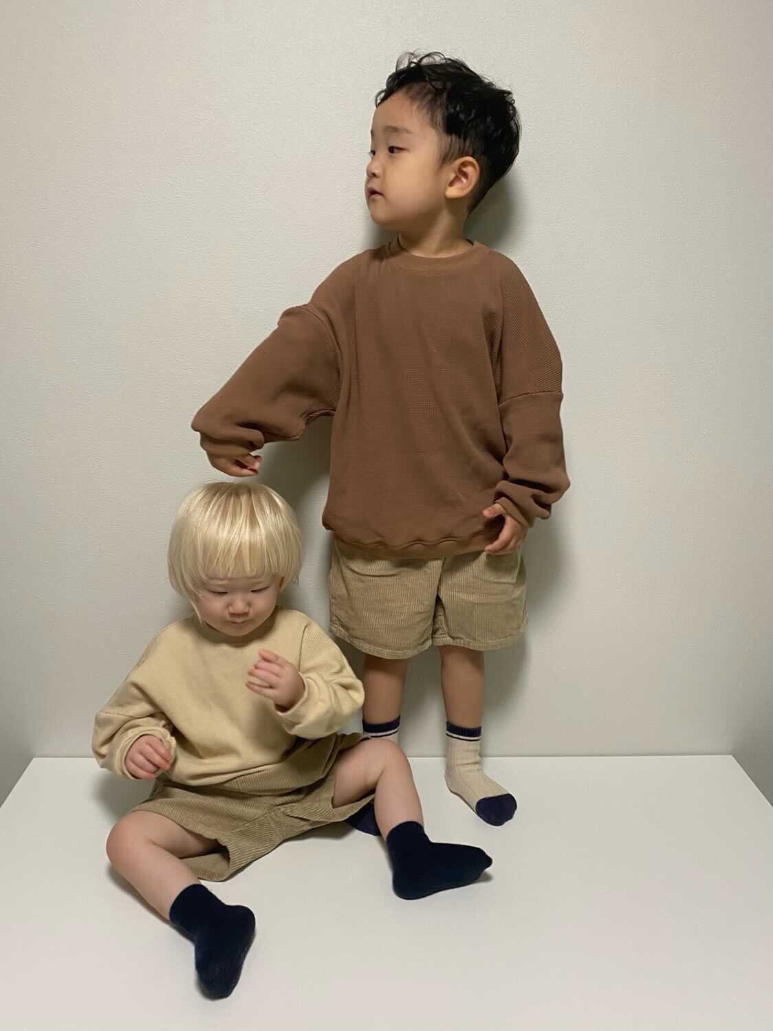 【即納】ワッフルロングTシャツ|海外子供服|韓国子供服