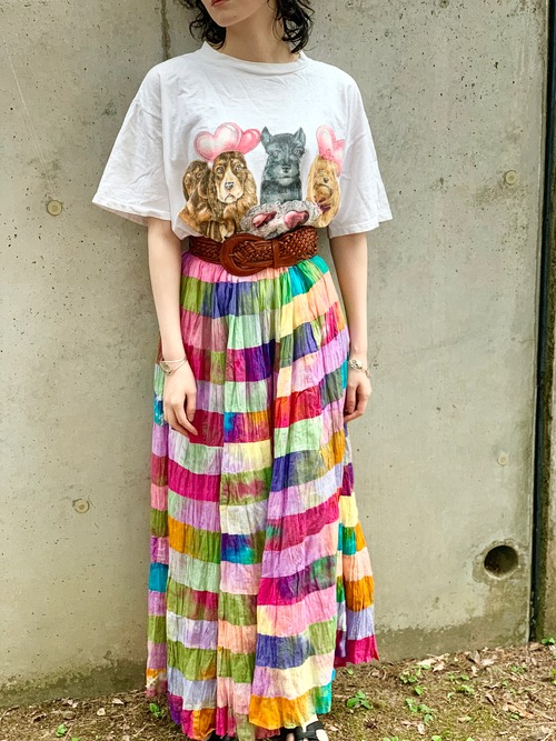 Vintage Tie Dye Multi Color Indian Cotton Skirt