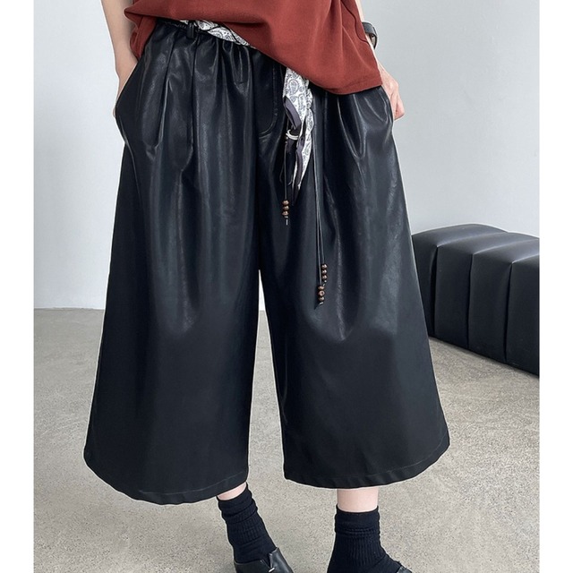 leather mid-length pants J00014