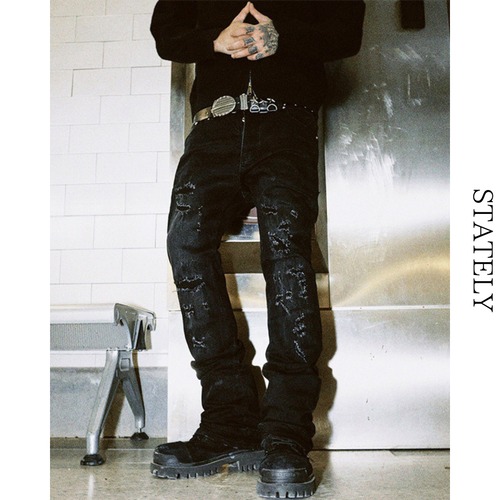 ダメージブラック Crashデニム_B116 画像