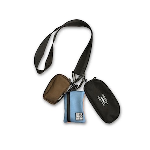 220009 THREE_POUCHES_SHOULDER /  blk/org*blu/brn