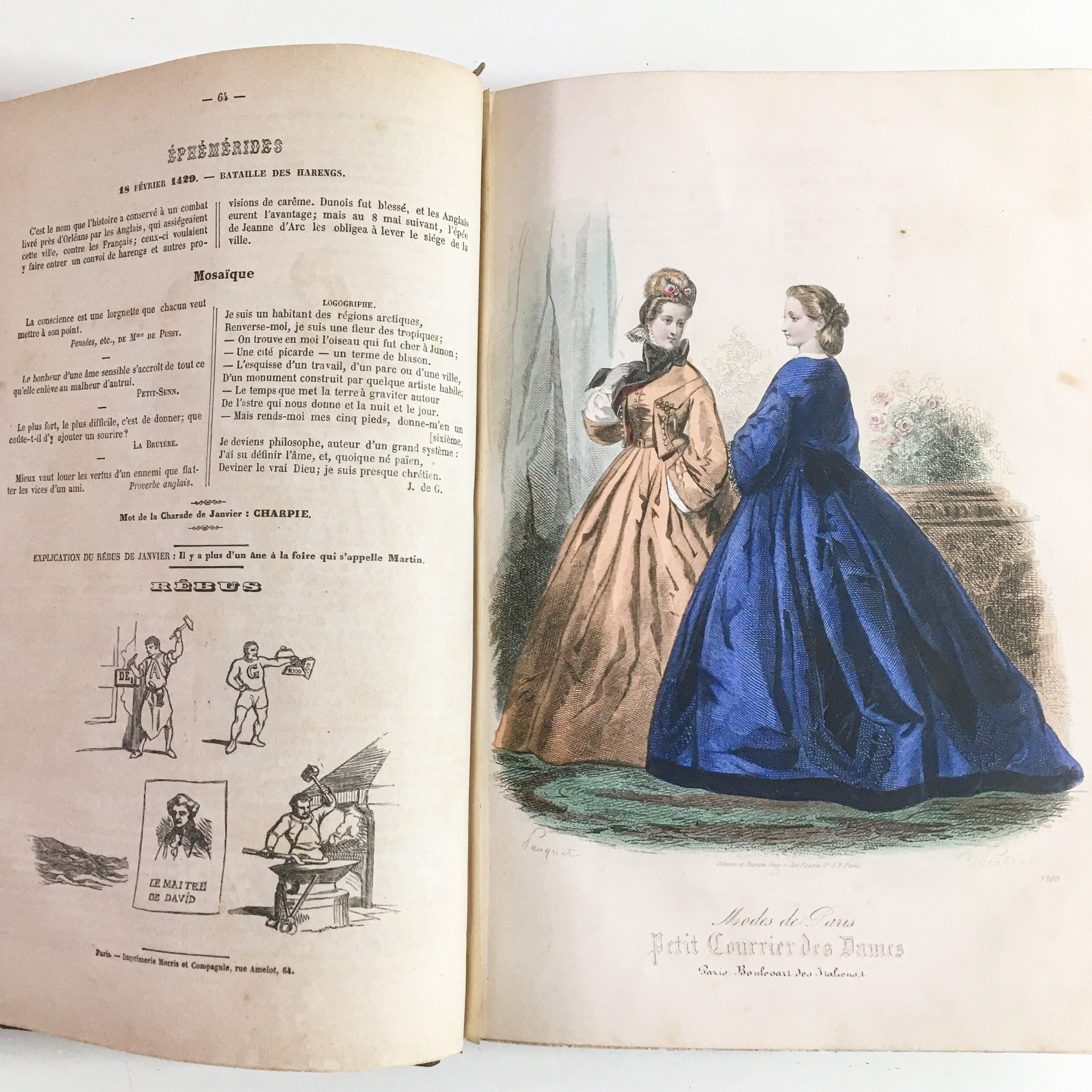 Demoiselles　カラープレート収録　アンティーク　小さなワクワク　銅版画　アンティーク　1863年　洋書　服飾史　フランス　ファッションプレート　ファッション　文化　モード　Journal　43葉　des　べるりんのーと
