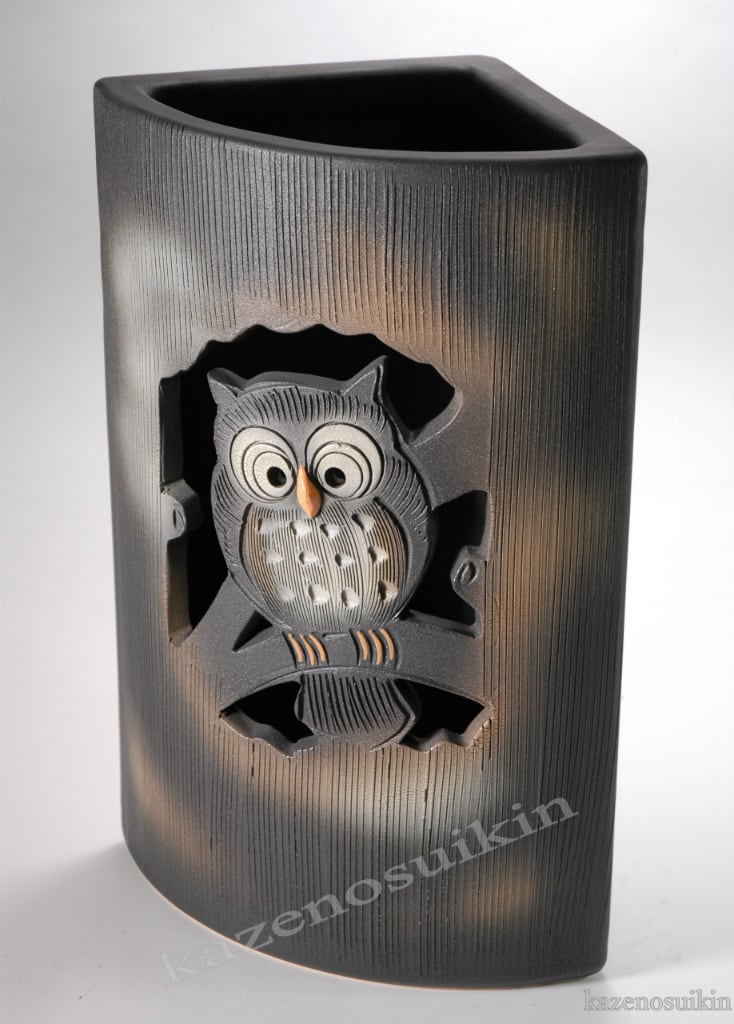 信楽焼傘立て ふくろう 高さ47cm ふくろう扇型傘立 （信楽焼き・陶器・傘