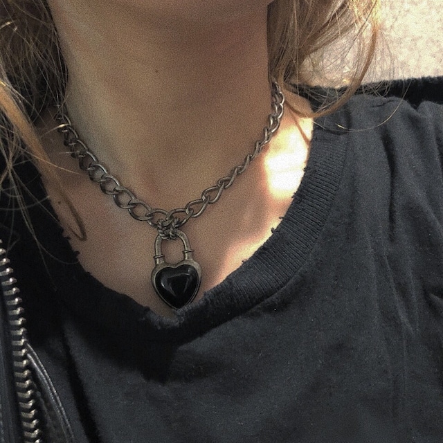 Never End®  Chain Choker/Necklace Silver/Black #1755　ネバー・エンド　チョーカー/シルバー/黒