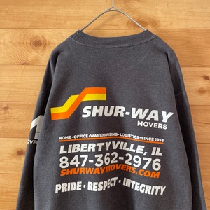 【USA古着】企業系 SHUR-WAY MOVERS バックプリント ワンポイント 袖プリント 企業ロゴ 引越し業者 プリント スウェット トレーナー M相当 US古着