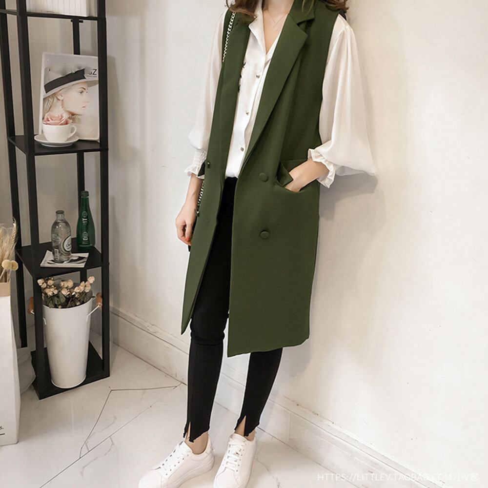 レディースベスト 春 夏 秋 ロング丈 ラシャ レディース ベスト