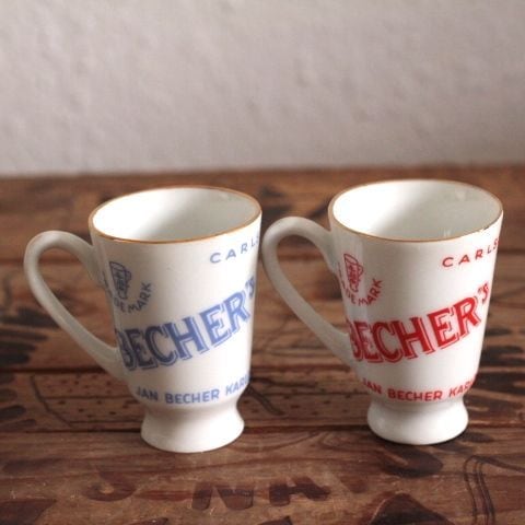 ヴィンテージ チェコスロバキアBECHER'S LIQUERペアリキュールカップ