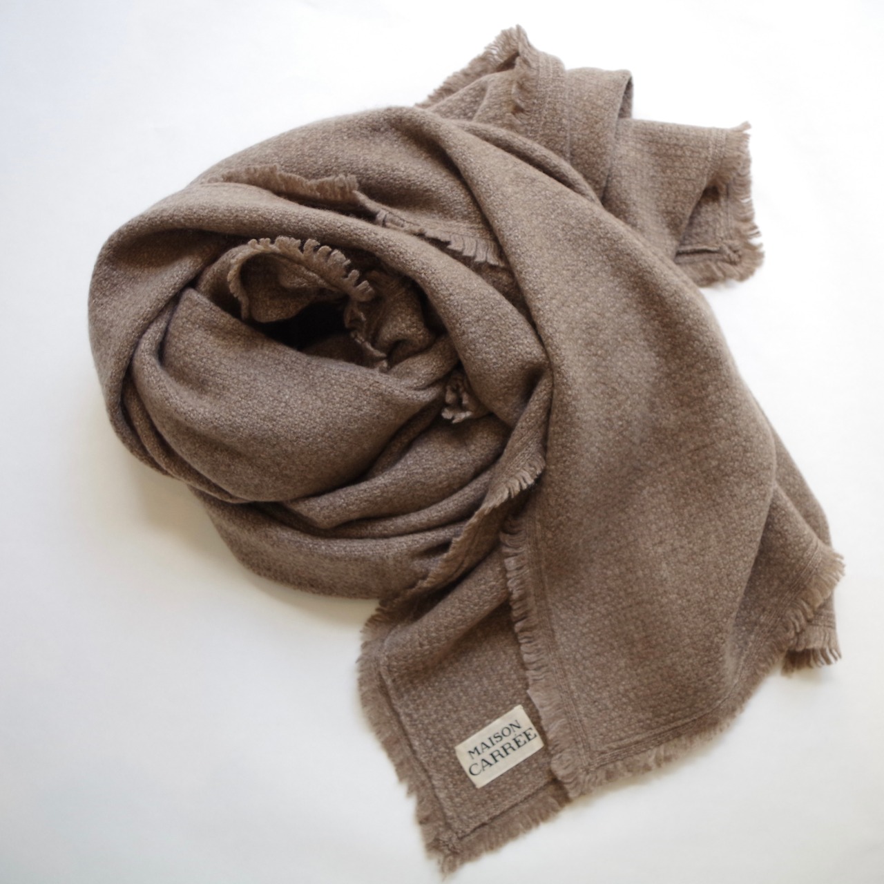 MAISON CARRÉE CASHMERE Fringe STOLE "SAND BEIGE"　