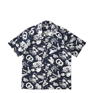 Mountain Short-sleeve オープン Aloha shirt / Waikiki / Navy