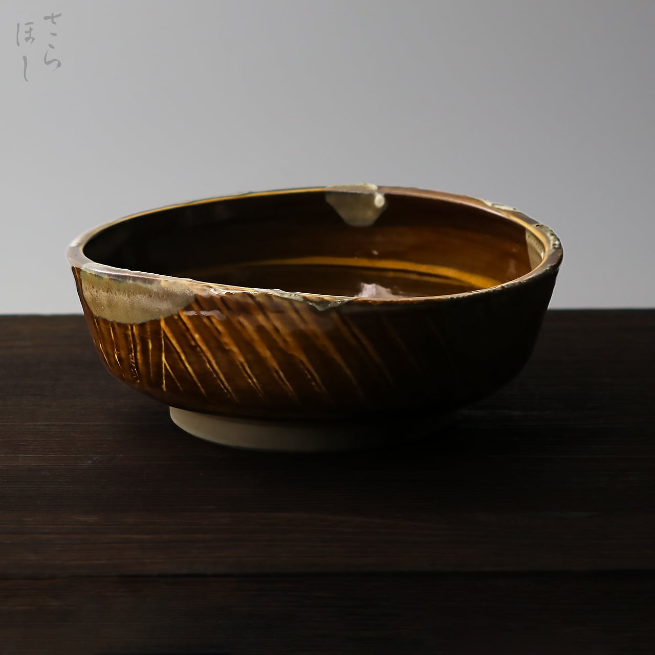 一点もの】小鹿田焼 小袋窯 尺2寸5分 睡蓮鉢 打ち刷毛目/櫛描き 白