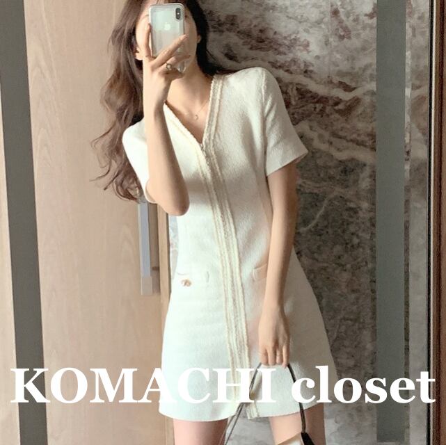 【送料無料】 ジップアップワンピース ミニワンピース ツイードワンピース 白 ホワイト 黒 ブラック 韓国 レディース オルチャン ミニ丈 ショート丈 半袖 Vネック セミフレア 細身 Aライン スマート ポケット ボタン 薄手 コンサバ かわいい 大人可愛い きれいめ シンプル 上品 おしゃれ かっこいい レトロ こなれ感 エレガント モダン 抜け感 フェミニン オトナ女子 大人女子 高見え 無地 夏 休日 イベント デート 着回し 普段使い モテ トレンド 流行 インスタ映え S M