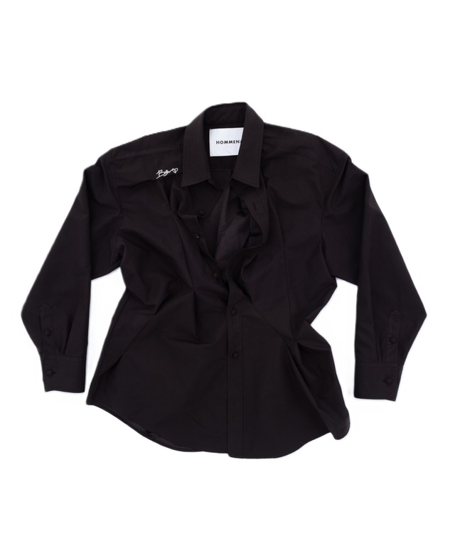 HOMMENA / HM26AWTO03 CRUMPED SHIRT(CHARCOAL)
