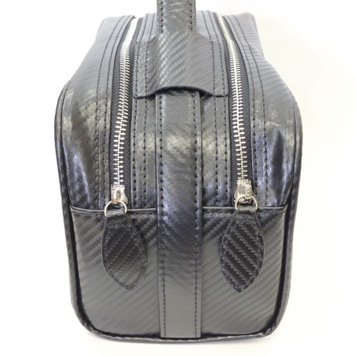 Maturi マトゥーリ】カーボン調 牛革 ダブルファスナー セカンドバッグ