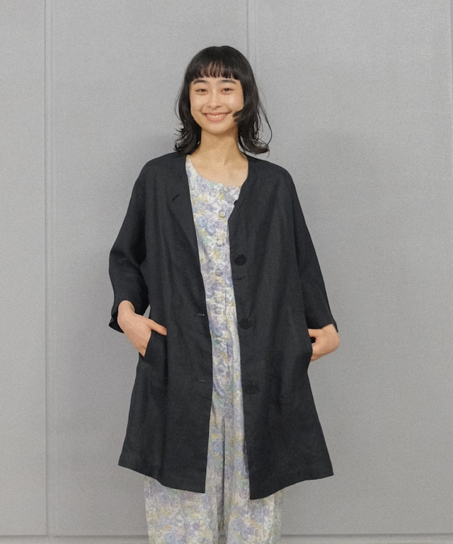 【送料無料】"Marimekko" black linen jacket