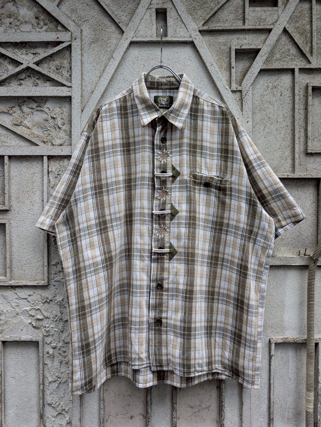 "FLOWER EMBROIDERY" tyrolean check shirt