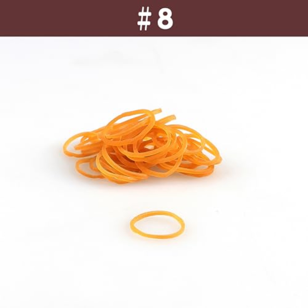 輪ゴム オーバンド #8 < 50g透明袋 > アメ色 2番目に小さい径 少量 包装 ゴムバンド 全サイズ73 共和
