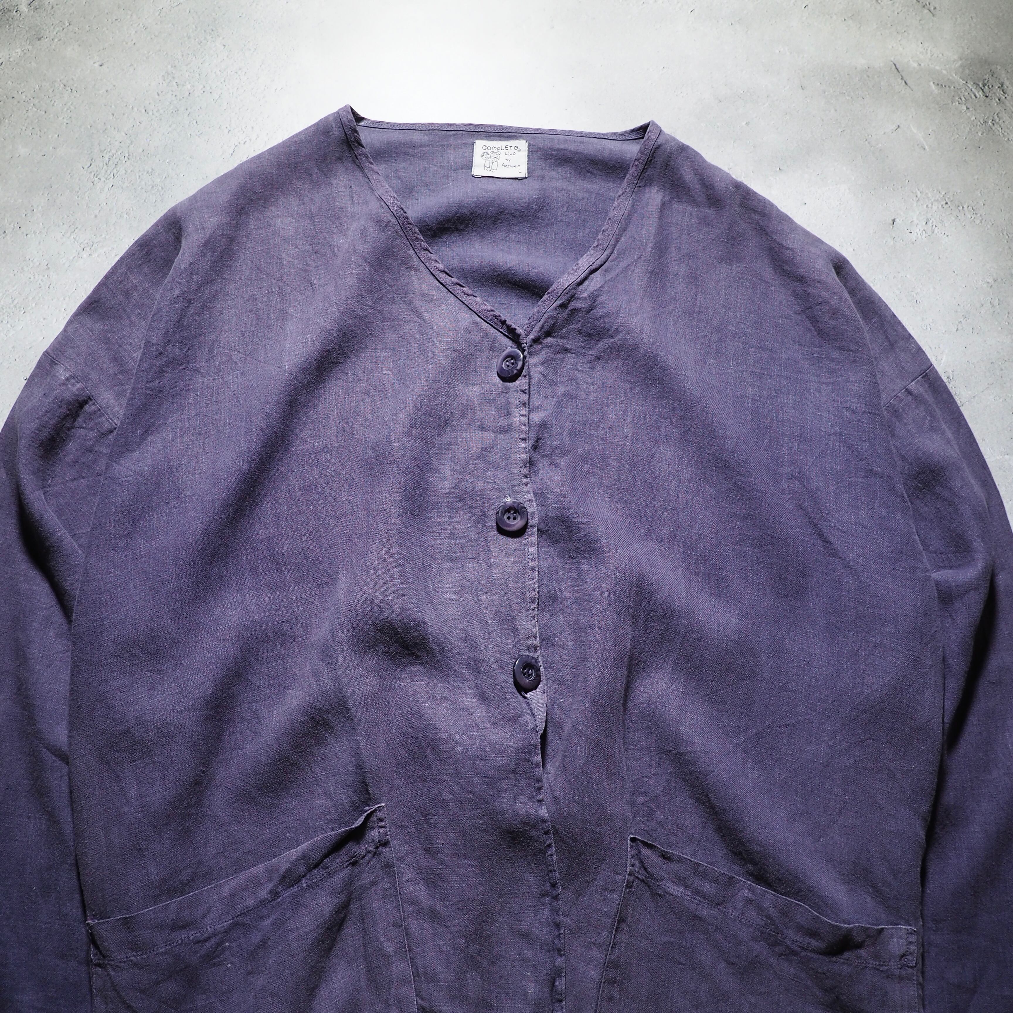 1990s Beautiful Light purple color hand dyed loose silhouette linen jacket