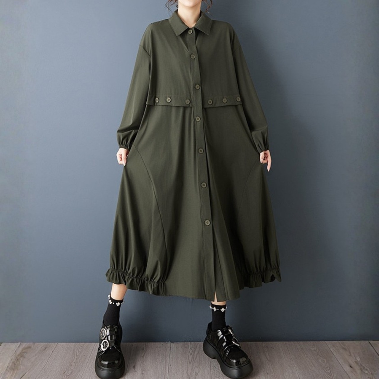 ボタンライン シャツワンピース  00356
