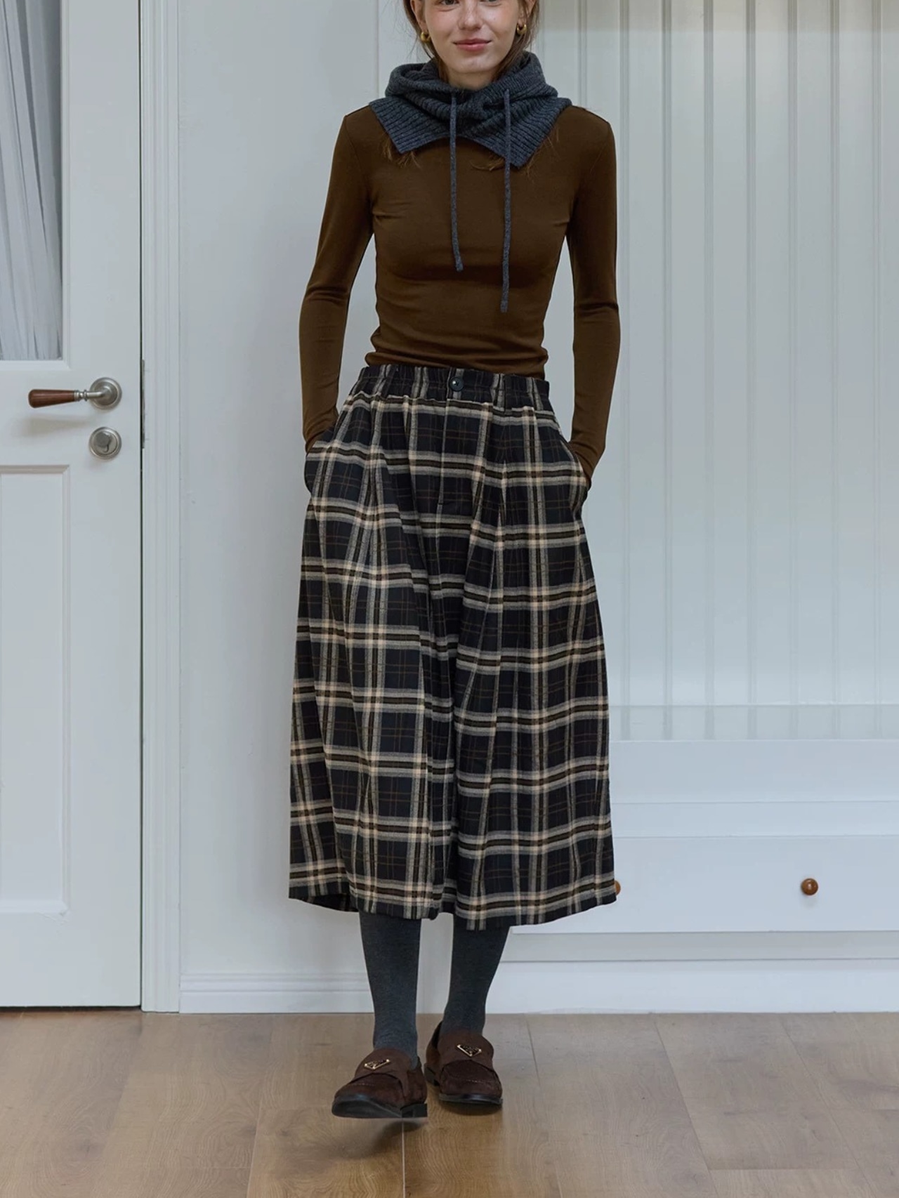 Bourgeon Vintage Check Tucked Skirt F0821