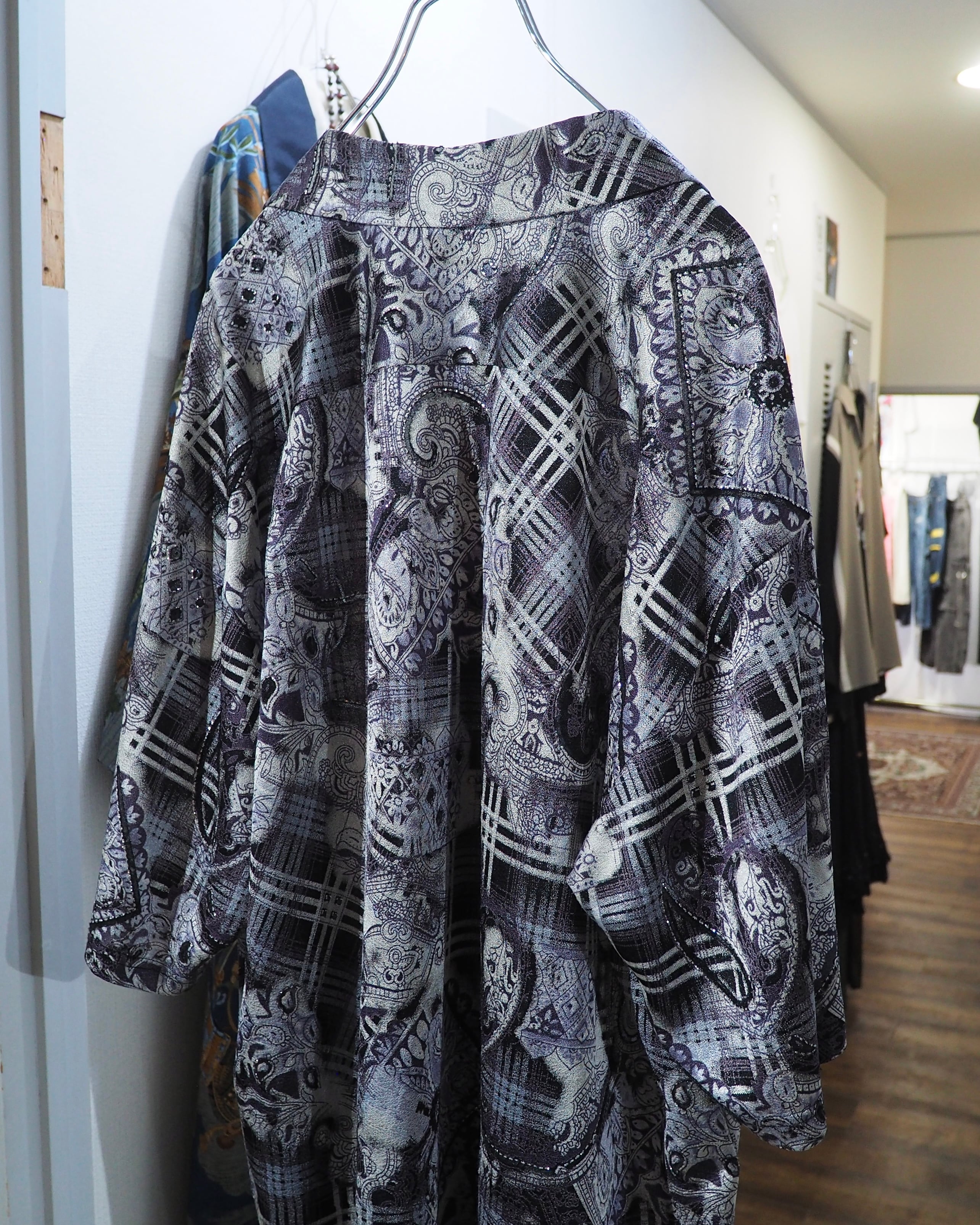 " PRONTI - Special " Luxury Mode pattern Drape loose SS open collar Shirt