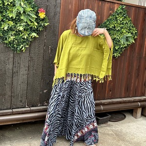 レーヨンフリンジポンチョ