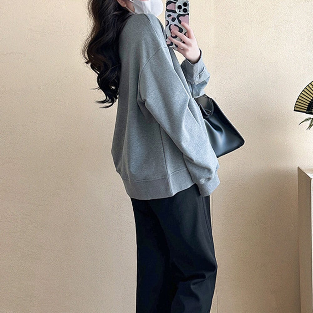 【送料無料】 スウェット シャツ 長袖 リボンネック レディース 春秋冬 韓国 おしゃれ 大人 カジュアル ゆったり シンプル Vネック 体型カバー 大人可愛い 大人女子