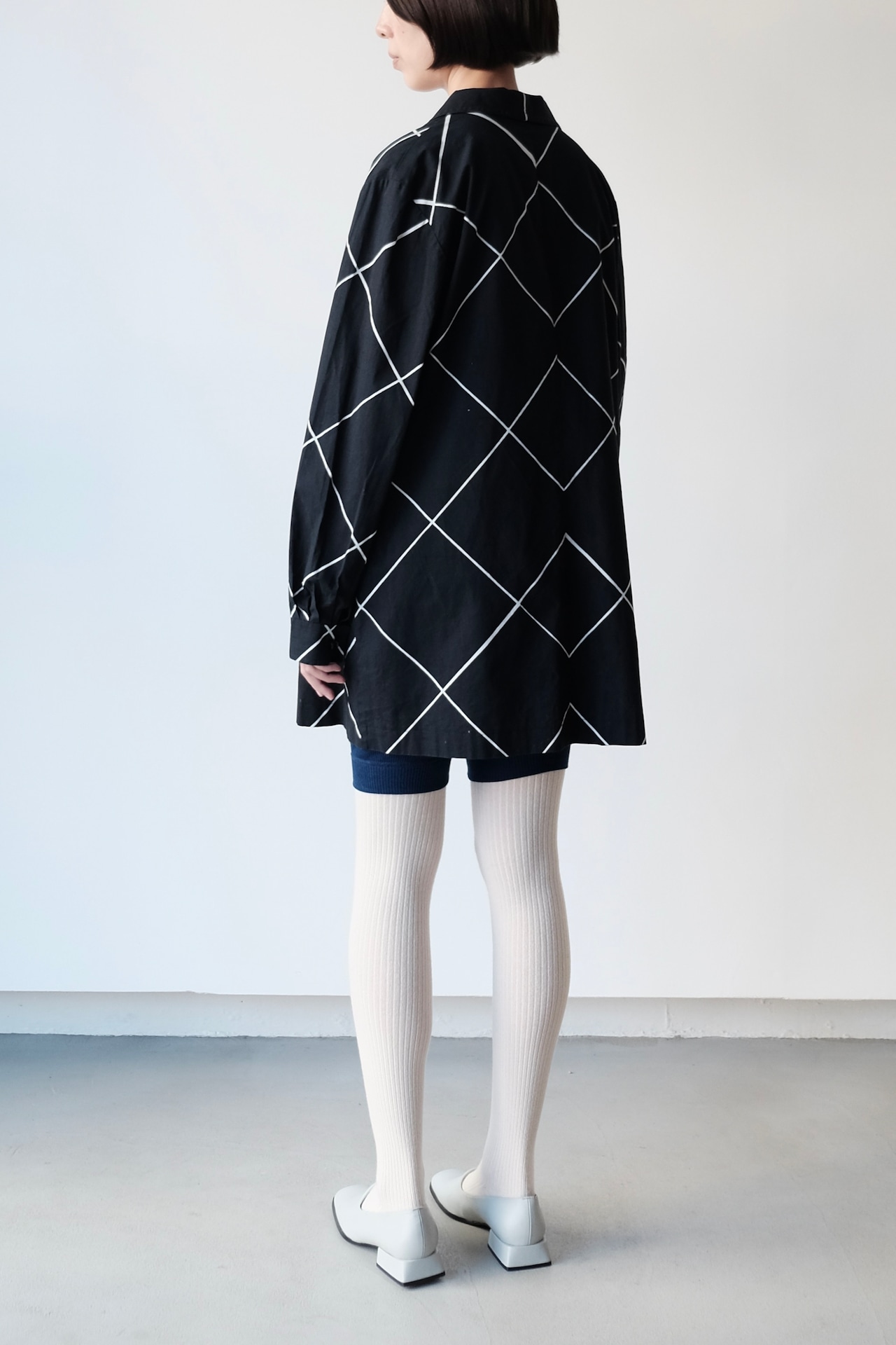 Oversized diamond check shirt jacket