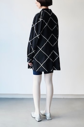 Oversized diamond check shirt jacket