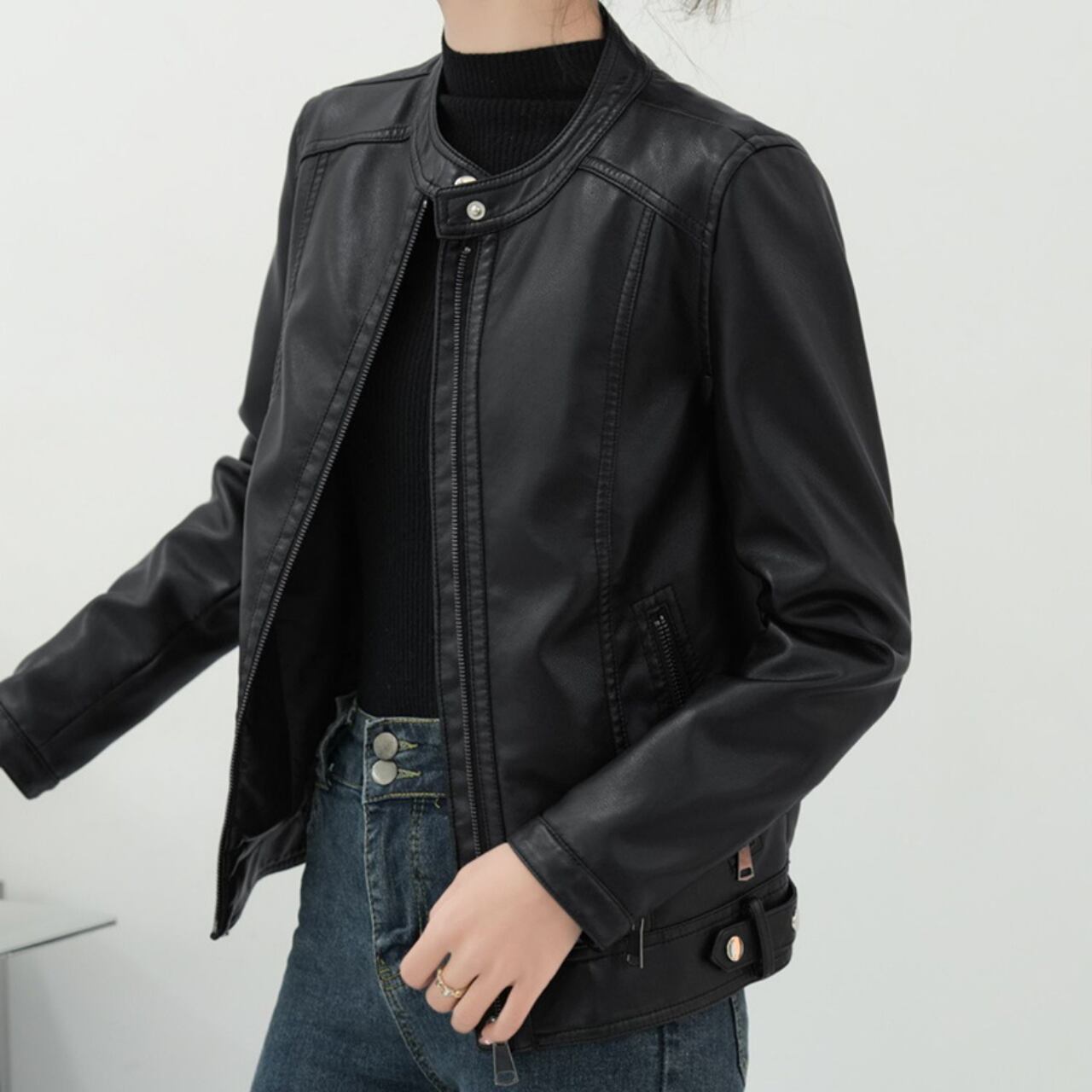 ノーカラーライダースジャケット a0253