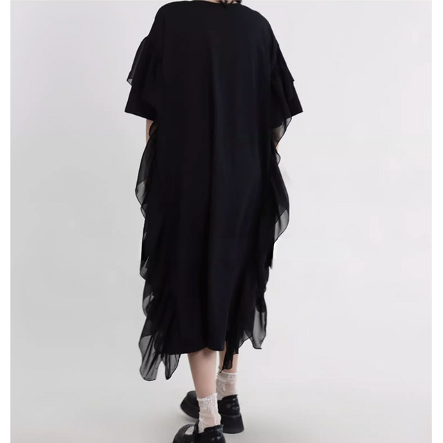 chiffon frill half sleeve dress L0614