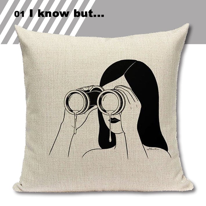 モノクロ シュール クッションカバー 45×45cm【送料無料】 | miaujau