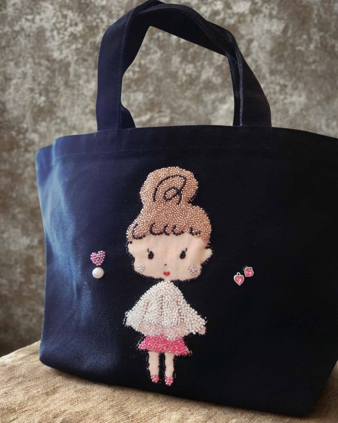 ♡ビーズ刺繍トートバッグ♡ アイリー_モードピンク - 3