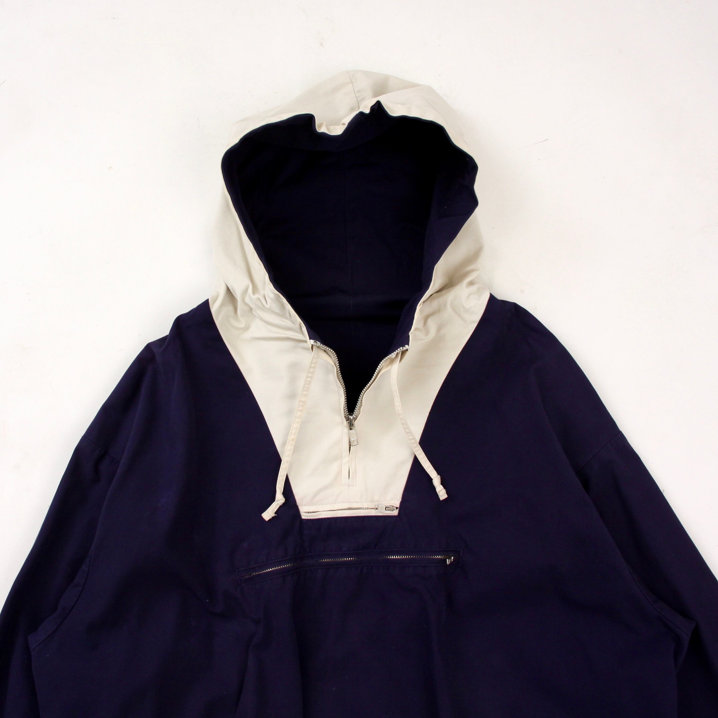 0053. 1990's J.CREW cotton anorak parka ネイビー × ホワイト 2