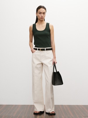 [RECTO][WOMEN] SCOOP NECKLINE COMPACT KNIT TOP (VINTAGE GREEN) 正規品 韓国ブランド 韓国通販 韓国代行 韓国ファッション レクト 日本 店舗