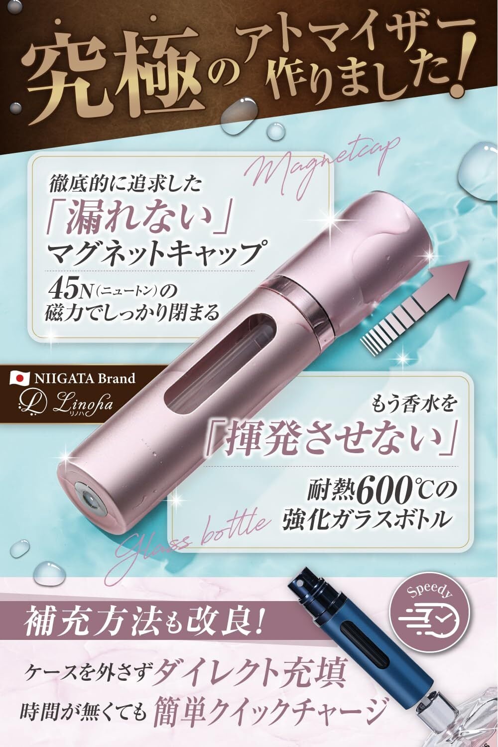 新春セール】アトマイザー 香水 持ち運び Linoha【漏れない・揮発