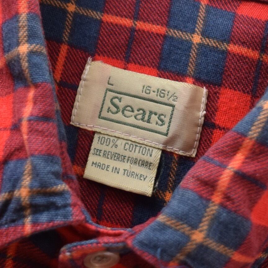80’s vintage Sears プリントネルシャツ(Lサイズ相当)