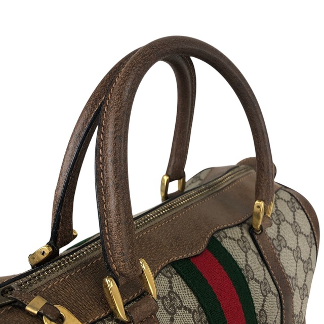 GUCCI グッチ シェリーライン GG ハンドバッグ ブラウン キャンバス ミニボストン vintage ヴィンテージ オールド wub827