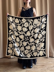 achromatic floral silk scarf-5247-5