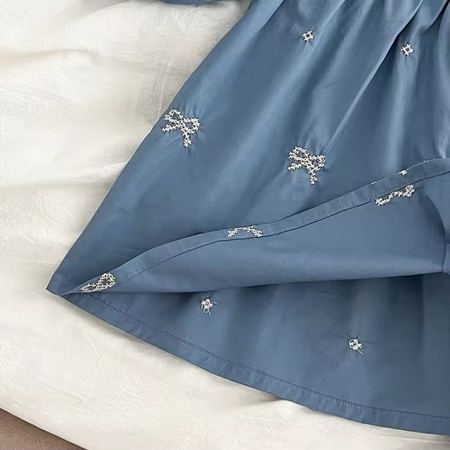 【取寄】流行りのリボンが可愛すぎるフリル襟のリボン長袖ワンピース