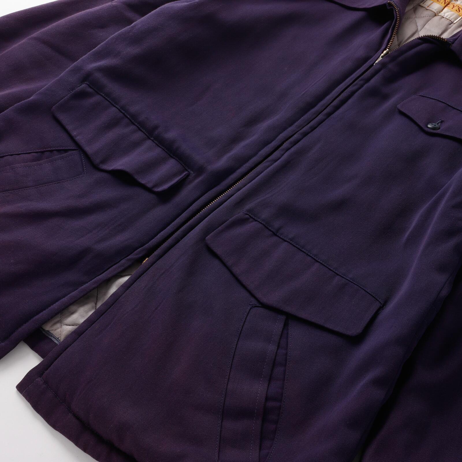 ヴィンテージ ナス紺 レーヨンジャケット TALONジップ ギャバジャン