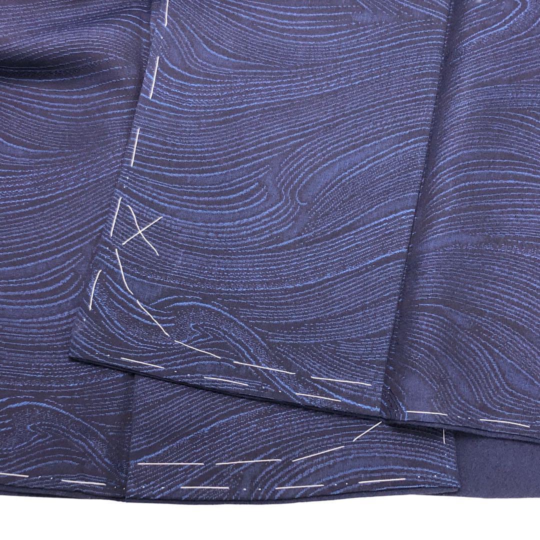 K-3143 色無地小紋 藍染 流水模様 しつけ糸 トールサイズ-