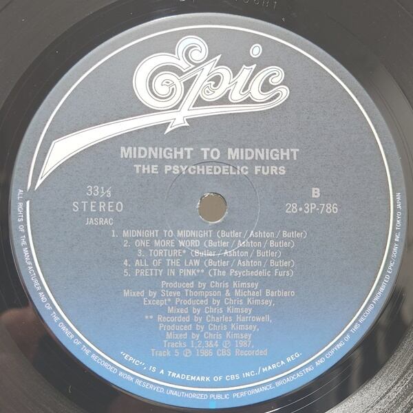 The Psychedelic Furs / Midnight To Midnight [28 3P-786] - 画像4