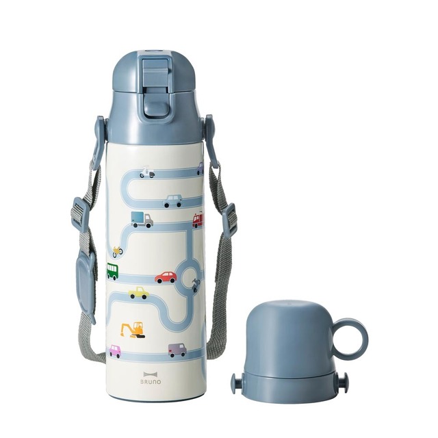 BRUNO ブルーノ ライト2WAYキッズボトル カーブルー BHK255 / 真空二重構造 水筒 ランチ ピクニック アウトドア 保温 保冷 魔法瓶