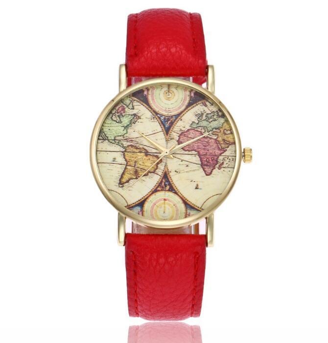 6色展開〉レトロモチーフ 地球盤腕時計 男女兼用 | SubStore