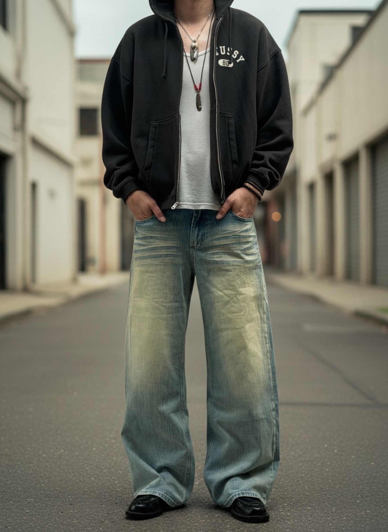 Yellow Blue Semi Wide Denim