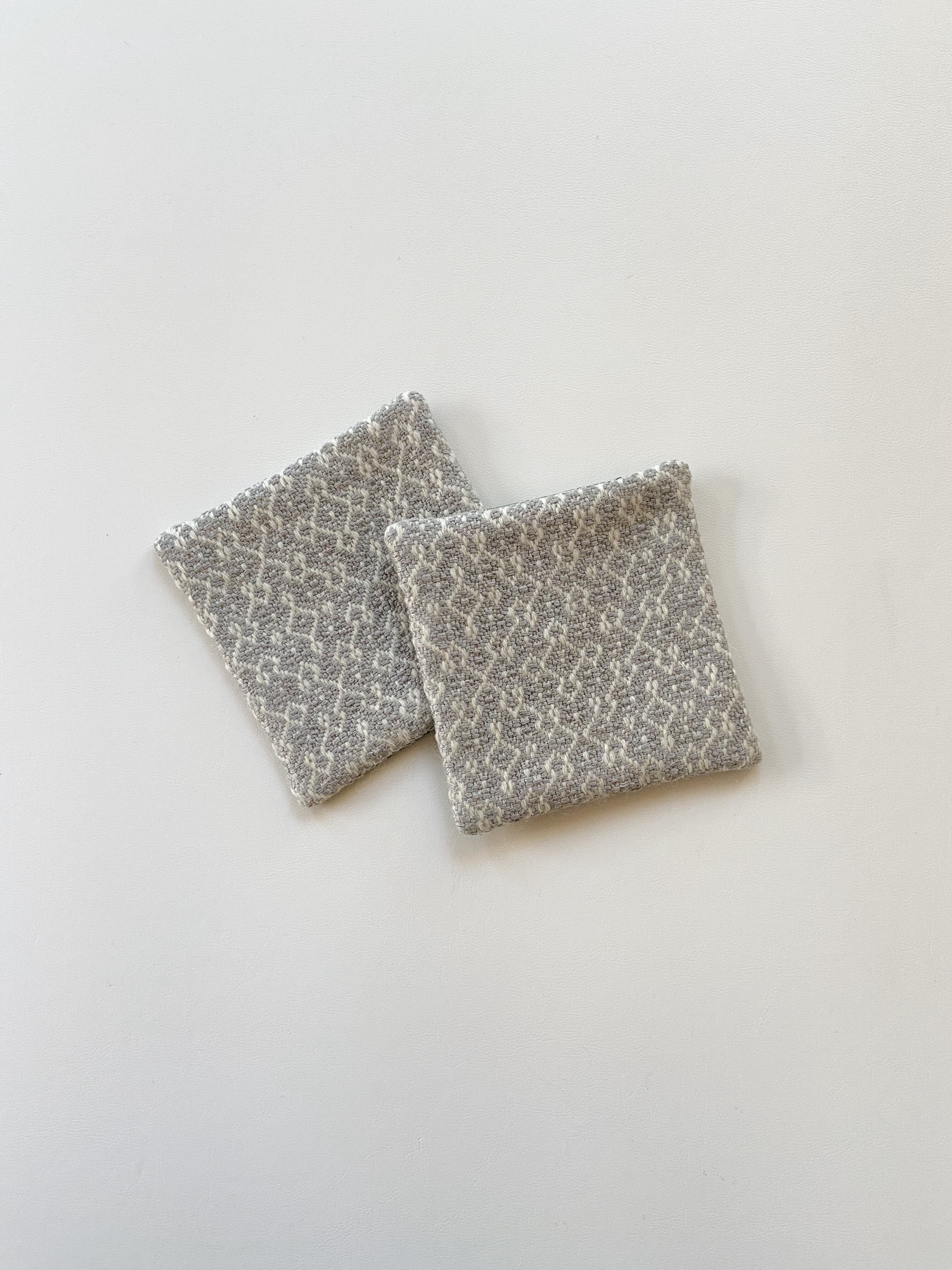【2set】Hand-woven Coaster Rocca /  ２枚セット手織りコースター グレー